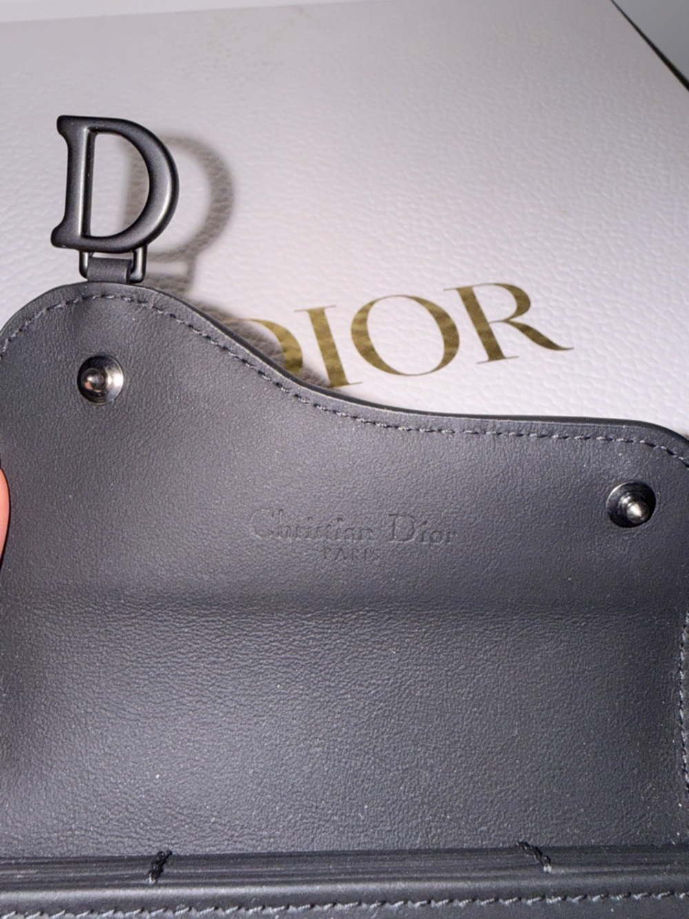 Christian Dior Black Saddle Card Holder Wallet Oblique Canvas Leather New Rare - Picture 4 of 5